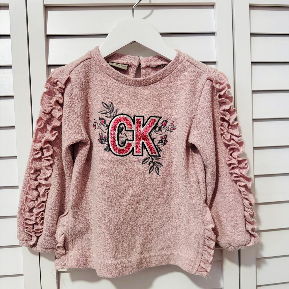 Calvin Klein Jeans Kids Pink Ruffle Sweater